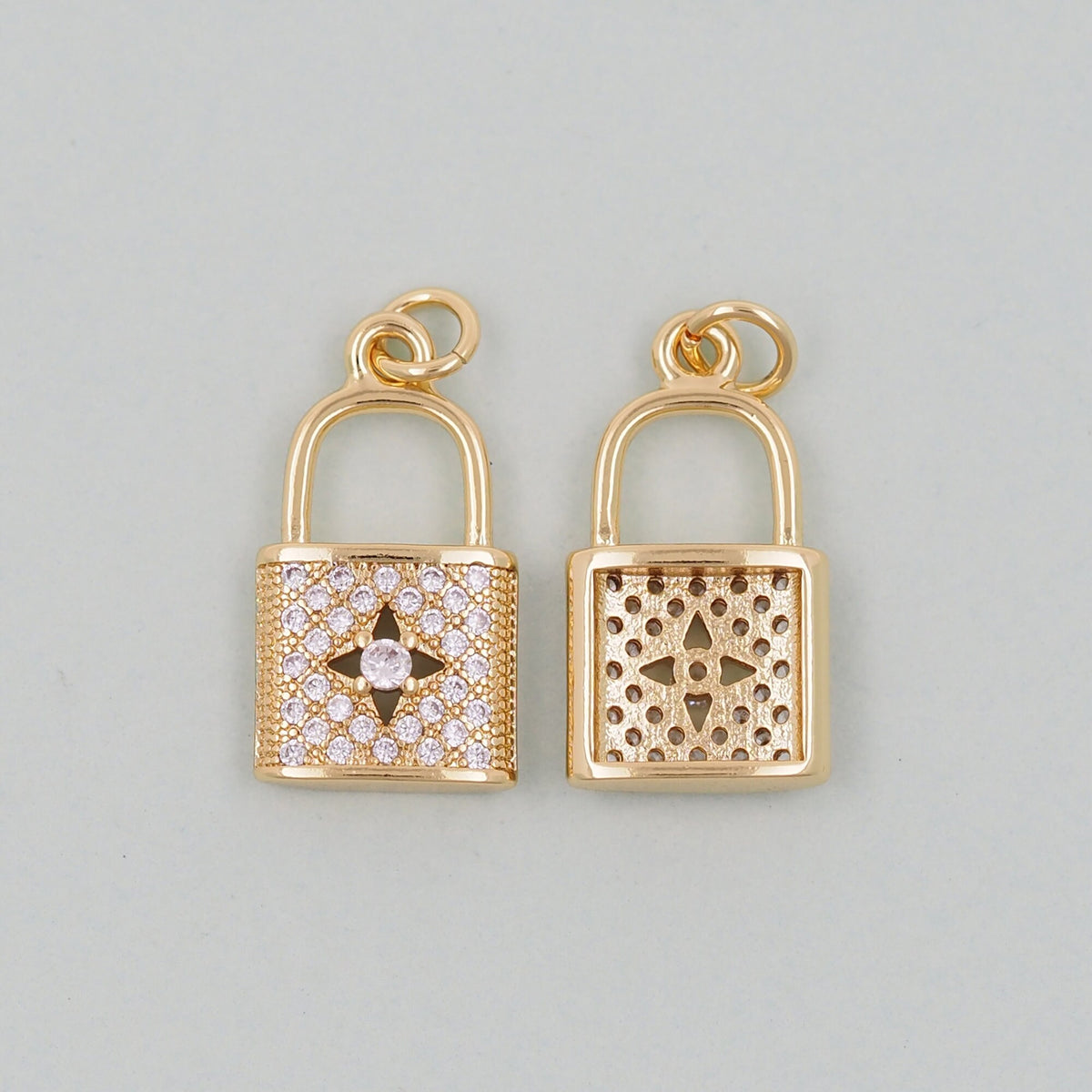 Gold Key Lock Charms,18K Gold Filled Key Pendant,Heart Lock Charm Bracelet Necklace for DIY Jewelry Making Supply