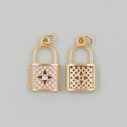 Gold Key Lock Charms,18K Gold Filled Key Pendant,Heart Lock Charm Bracelet Necklace for DIY Jewelry Making Supply
