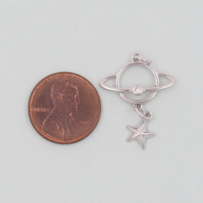 Gold Saturn Charms,18K Gold Filled Saturn Pendant,Silver Celestial Charm Bracelet Necklace for DIY Jewelry Making Supply
