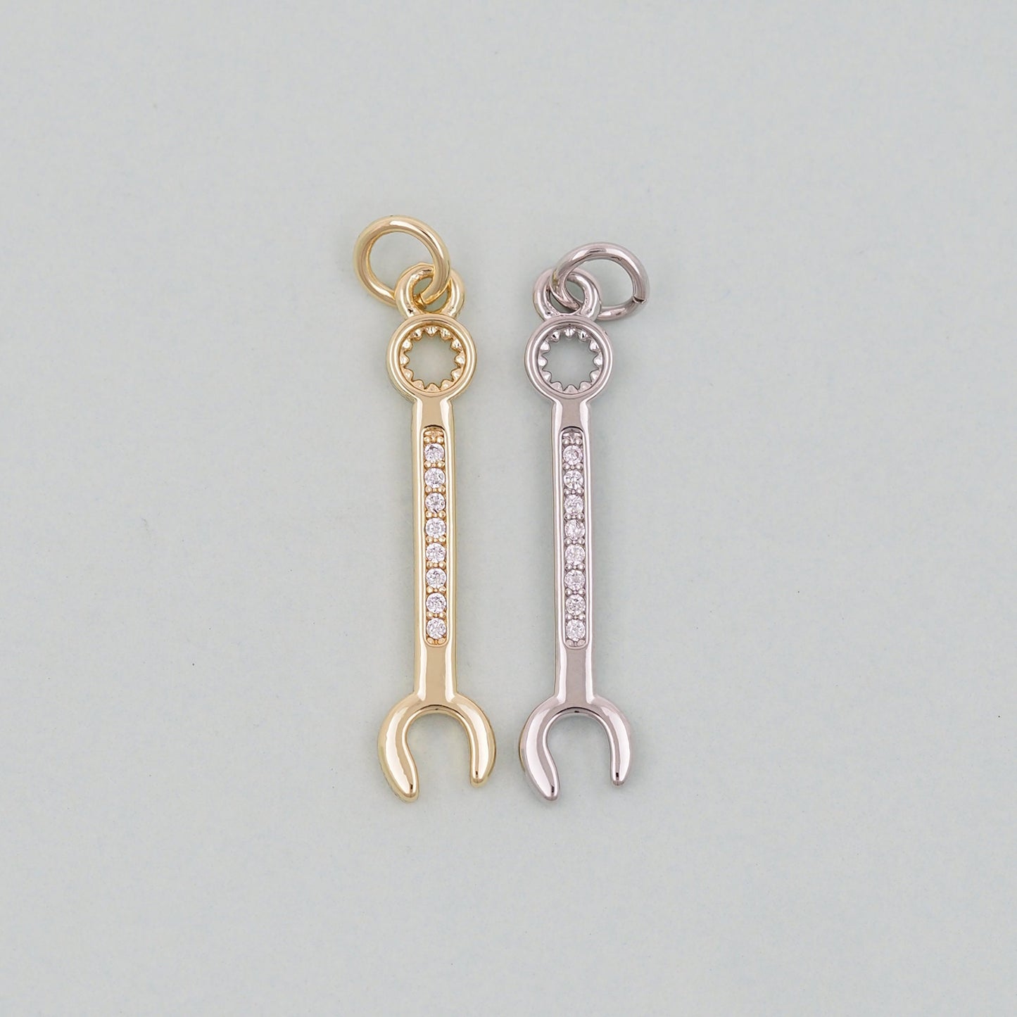 Gold wrench Charms,18K Gold Filled wrench Pendant,wrench Charm Bracelet Necklace for DIY Jewelry Making Supply