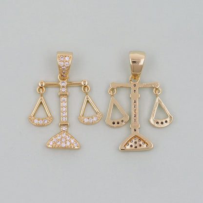 Gold Scales of Justice Charms,18K Gold Filled Scales of Justice Pendant,Scales Charm Bracelet Necklace for DIY Jewelry Making Supply