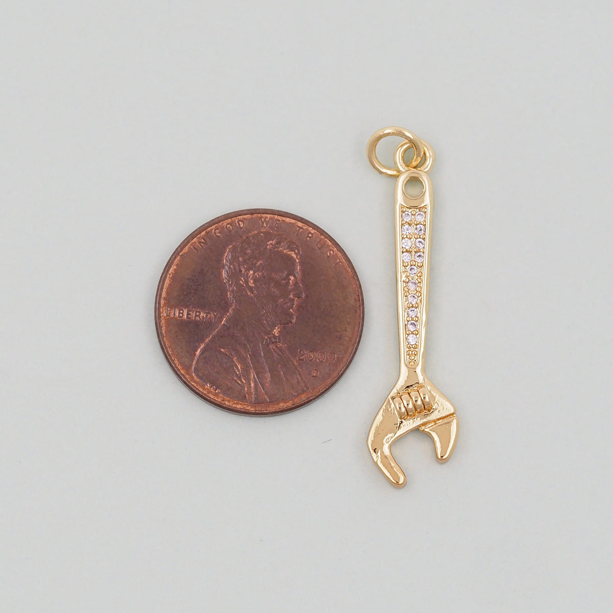 Gold wrench Charms,18K Gold Filled wrench Pendant,wrench Charm Bracelet Necklace for DIY Jewelry Making Supply