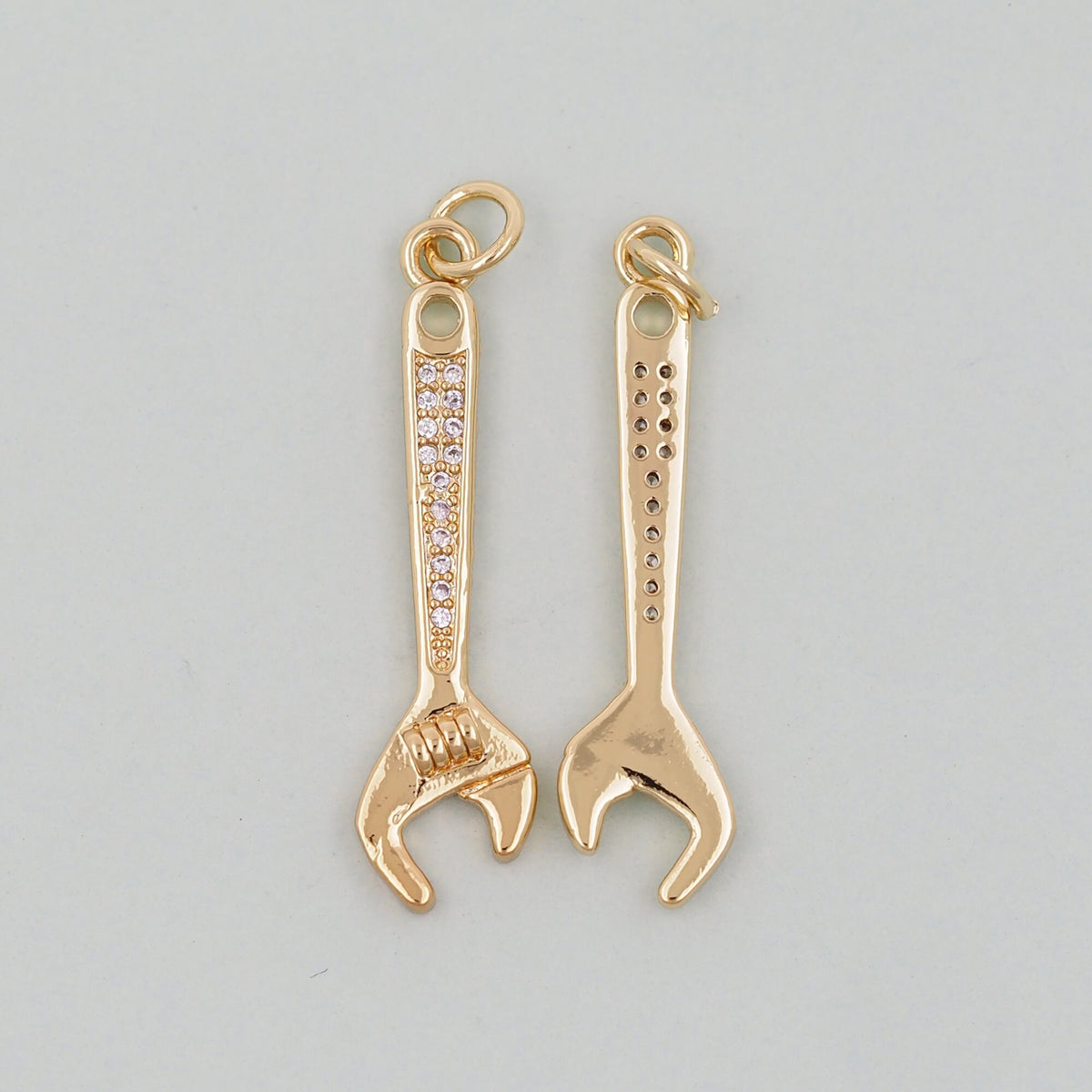 Gold wrench Charms,18K Gold Filled wrench Pendant,wrench Charm Bracelet Necklace for DIY Jewelry Making Supply