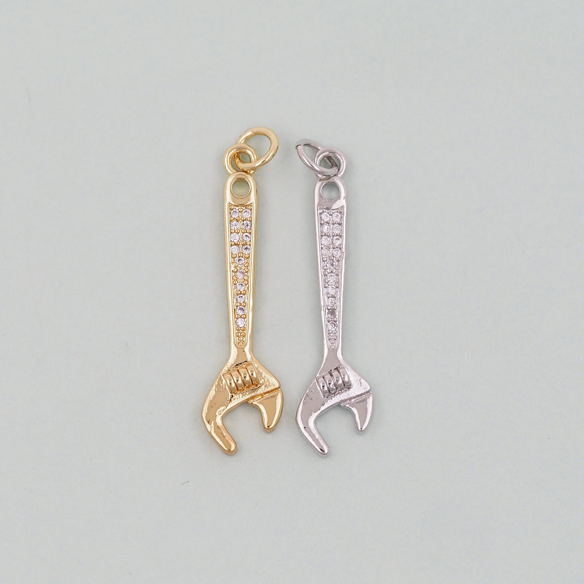 Gold wrench Charms,18K Gold Filled wrench Pendant,wrench Charm Bracelet Necklace for DIY Jewelry Making Supply
