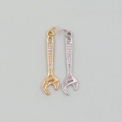 Gold wrench Charms,18K Gold Filled wrench Pendant,wrench Charm Bracelet Necklace for DIY Jewelry Making Supply