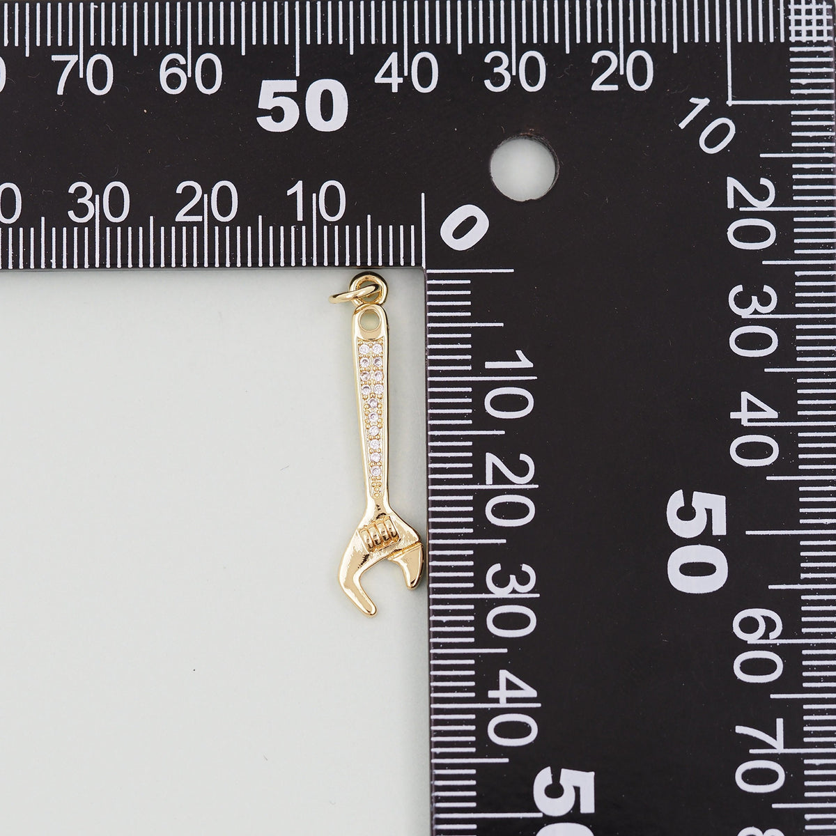 Gold wrench Charms,18K Gold Filled wrench Pendant,wrench Charm Bracelet Necklace for DIY Jewelry Making Supply