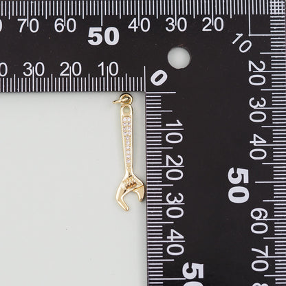 Gold wrench Charms,18K Gold Filled wrench Pendant,wrench Charm Bracelet Necklace for DIY Jewelry Making Supply