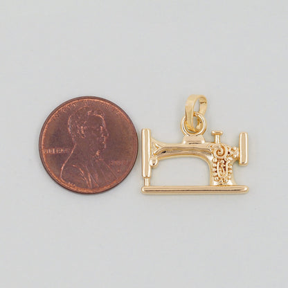 Gold sewing machine Charms,18K Gold Filled sewing machine Pendant,sewing machine Charm Bracelet Necklace for DIY Jewelry Making Supply