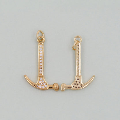 Gold hammer Charms,18K Gold Filled hammer Pendant,hammer Charm Bracelet Necklace for DIY Jewelry Making Supply
