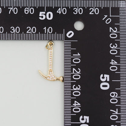 Gold hammer Charms,18K Gold Filled hammer Pendant,hammer Charm Bracelet Necklace for DIY Jewelry Making Supply
