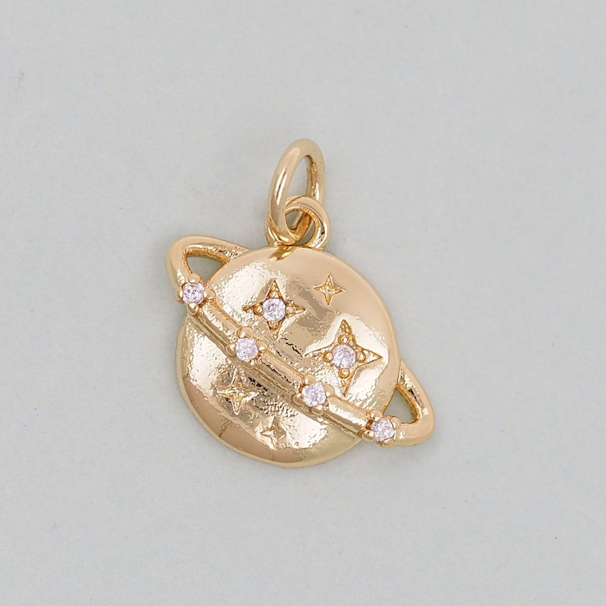 Gold Saturn Charms,18K Gold Filled Saturn Pendant,Silver Celestial Charm Bracelet Necklace for DIY Jewelry Making Supply