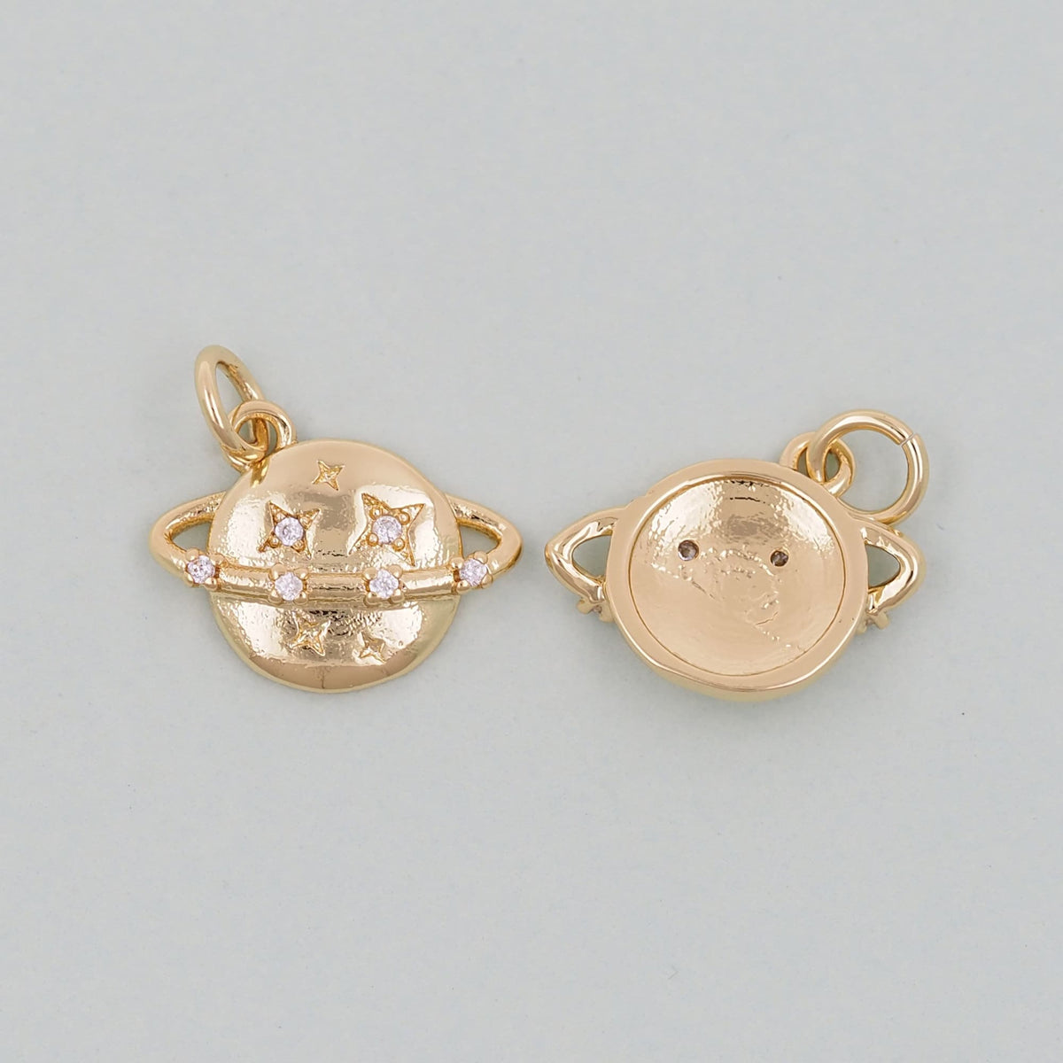 Gold Saturn Charms,18K Gold Filled Saturn Pendant,Silver Celestial Charm Bracelet Necklace for DIY Jewelry Making Supply