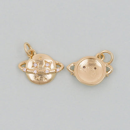 Gold Saturn Charms,18K Gold Filled Saturn Pendant,Silver Celestial Charm Bracelet Necklace for DIY Jewelry Making Supply