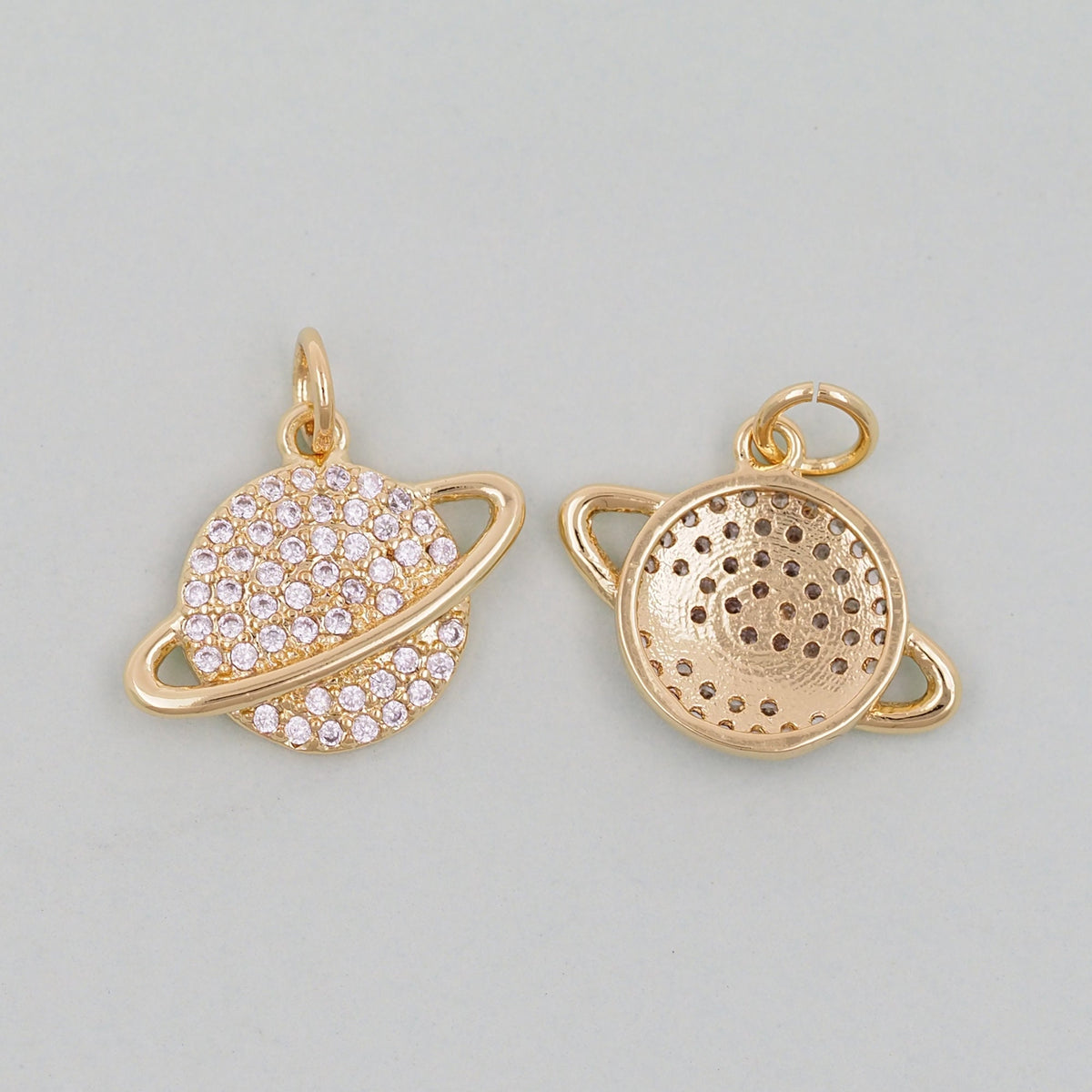 Gold Saturn Charms,18K Gold Filled Saturn Pendant,Silver Celestial Charm Bracelet Necklace for DIY Jewelry Making Supply
