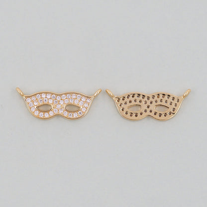 Gold mask Charms,18K Gold Filled Mask Pendant,Mask Masquerade Charm Bracelet Necklace for DIY Jewelry Making Supply