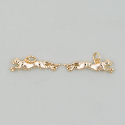 Gold leopard Charms,18K Gold Filled leopard Pendant,leopard Charm Bracelet Necklace for DIY Jewelry Making Supply