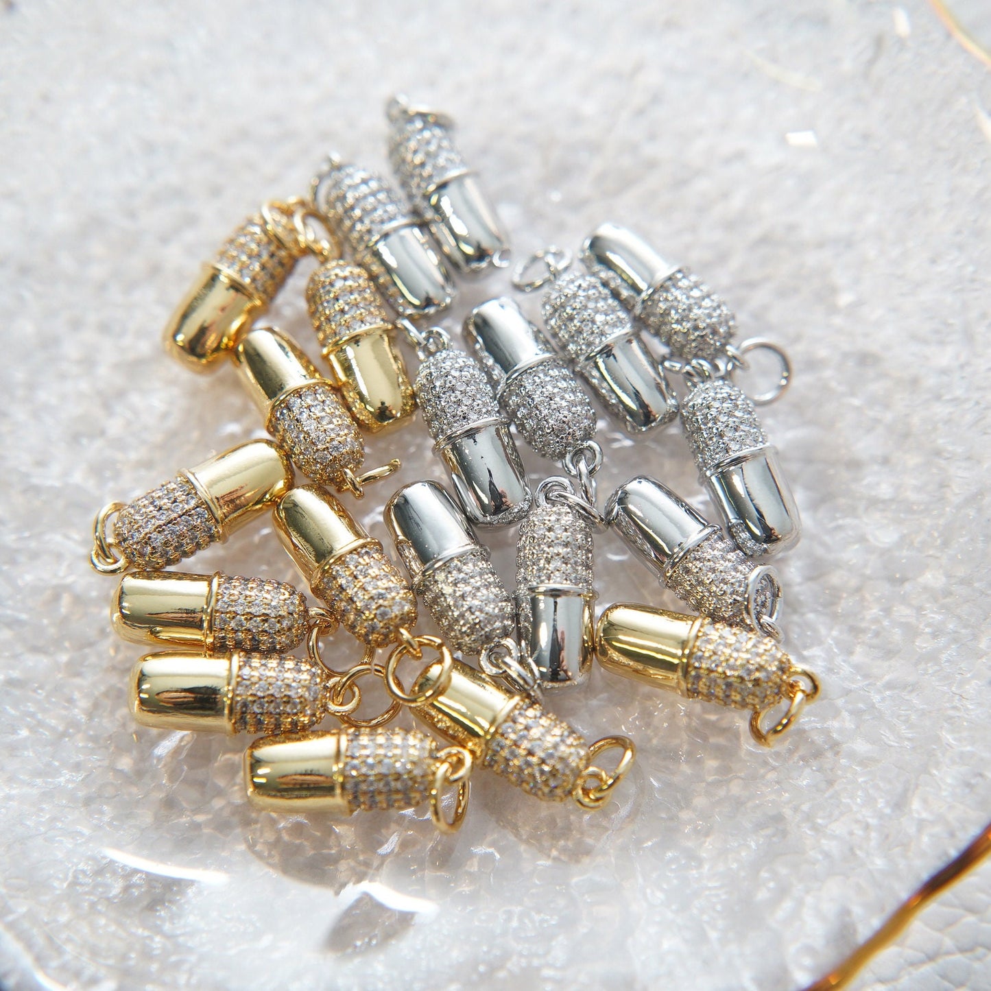 Gold capsule Charms,18K Gold Filled capsule Pendant,pill Charm Bracelet Necklace for DIY Jewelry Making Supply