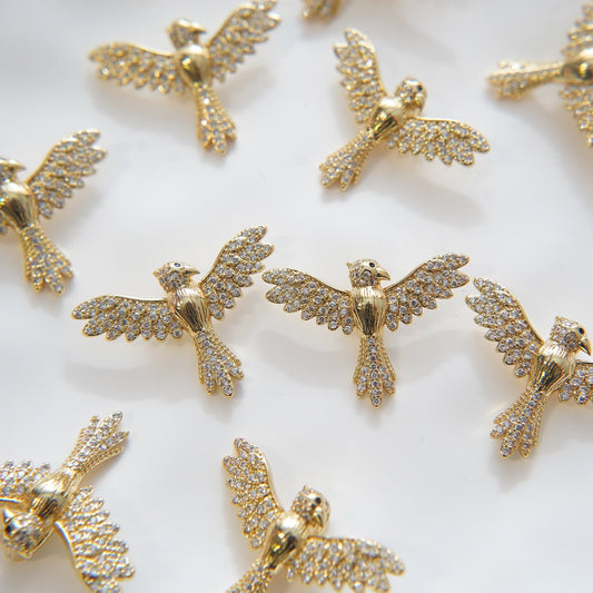Gold Peace Charms,18K Gold Filled CZ Peace Pendant,Dove Charm Bracelet Necklace for DIY Jewelry Making Supply
