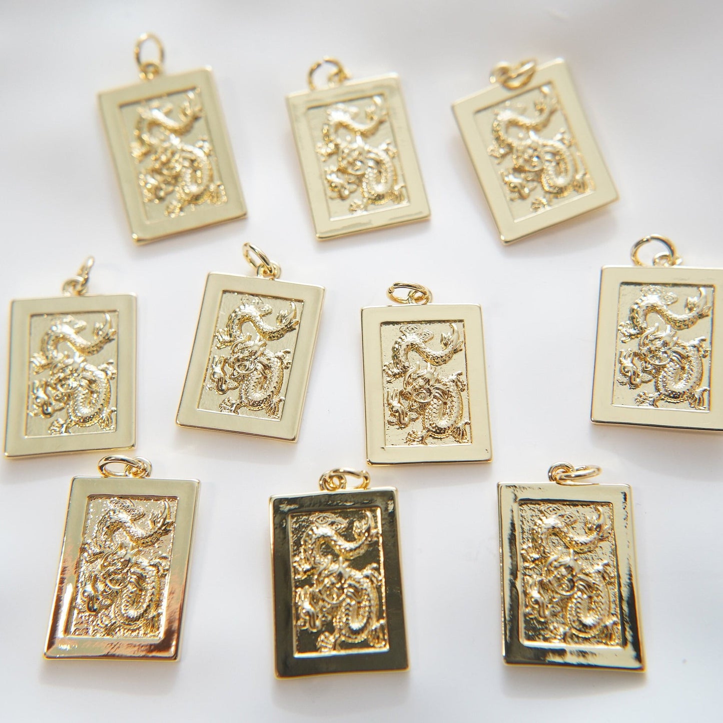 Gold Dragon Charm,18K Gold Filled Dragon Pendant,Silver Medal dragon Charm Bracelet Necklace for DIY Jewelry Making Supply