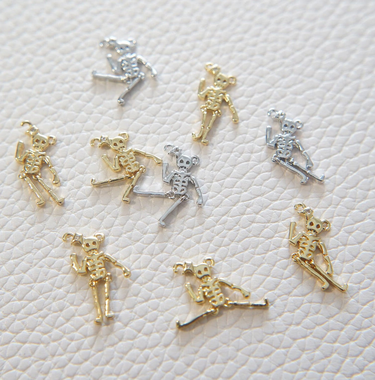 Gold Skeleton Charms,18K Gold Filled Skull Pendant Halloween Charm Bracelet Necklace for DIY Jewelry Making Supply