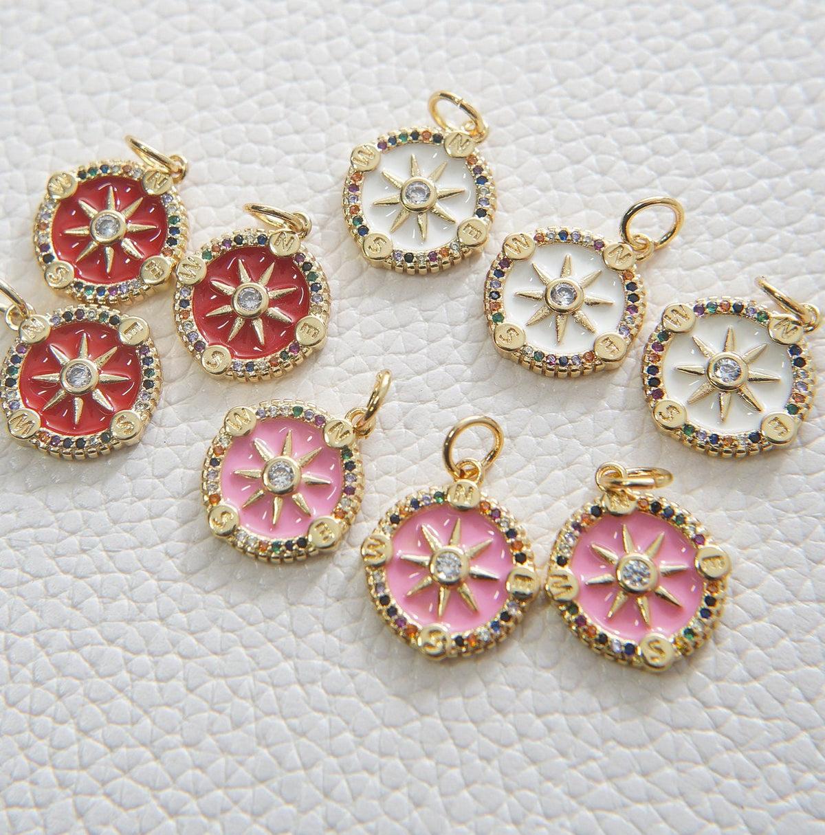Gold Compass Charms,18K Gold Filled Starburst Pendant,North Star Charm Bracelet Necklace for DIY Jewelry Making Supply