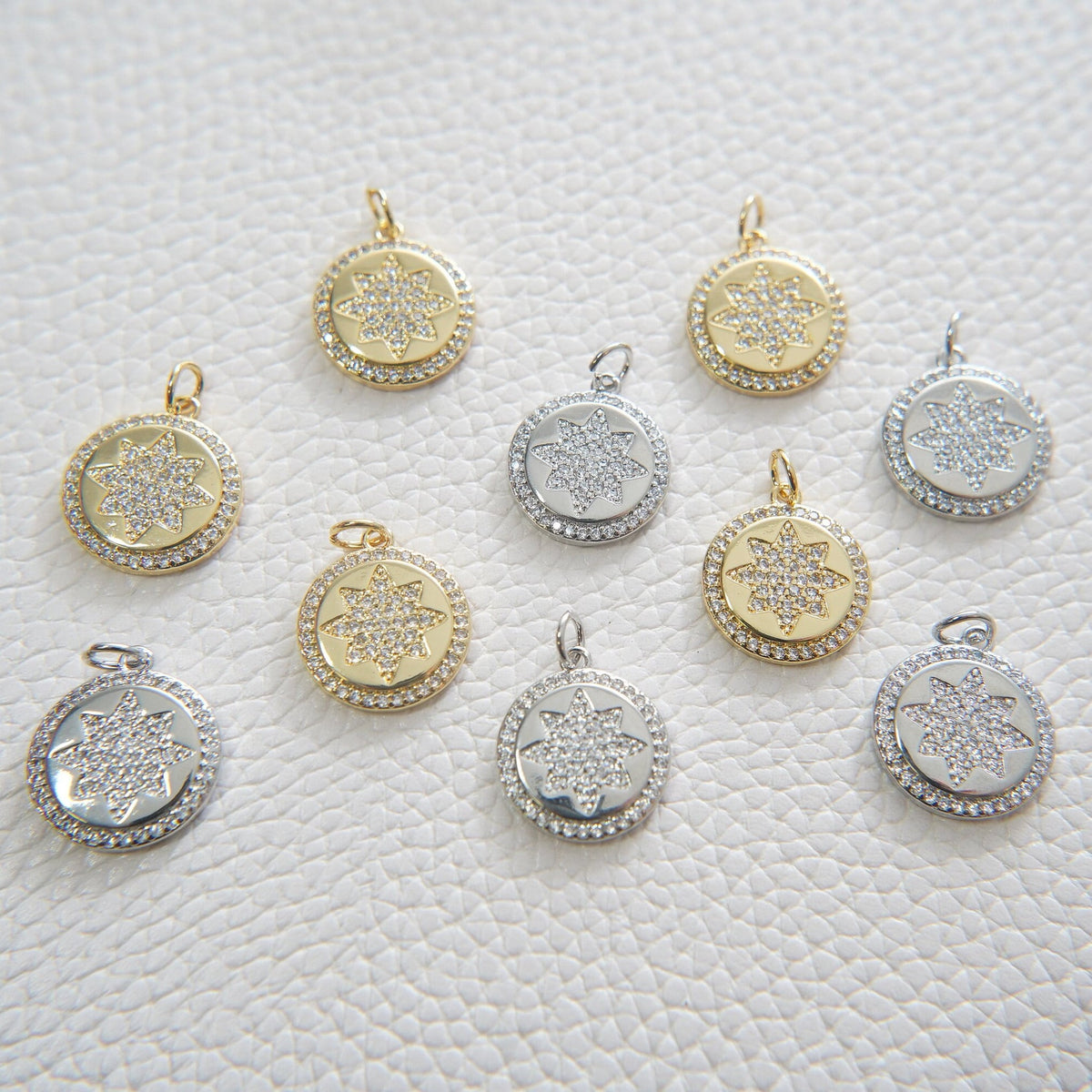 Gold Star Charms,18K Gold Filled Starburst Pendant,North Star Charm Bracelet Necklace for DIY Jewelry Making Supply