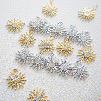 18K Gold Filled Sun Charm Pendant for Jewelry Making