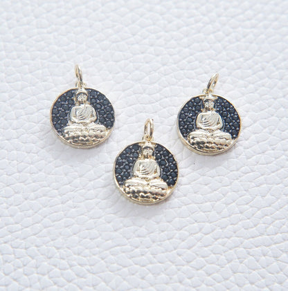 Gold Buddha Charms,18K Gold Filled CZ Buddha Pendant,Buddha Charm Bracelet Necklace for DIY Jewelry Making Supply