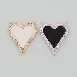 Gold Heart Charms,18K Gold Filled CZ Heart Pendant,Enamel Heart Charm Bracelet Necklace for DIY Jewelry Making Supply