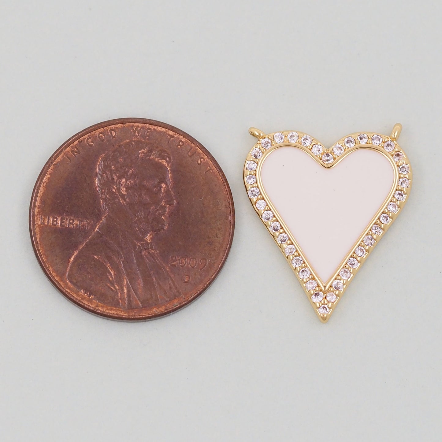 Gold Heart Charms,18K Gold Filled CZ Heart Pendant,Enamel Heart Charm Bracelet Necklace for DIY Jewelry Making Supply