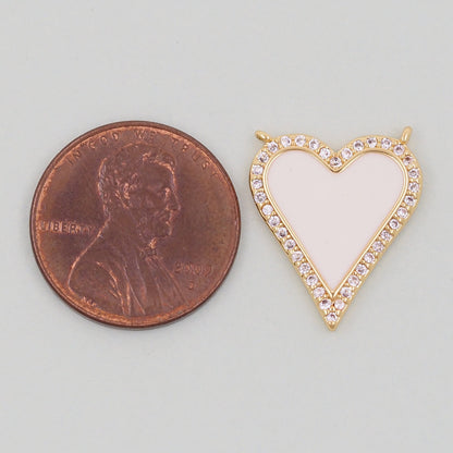Gold Heart Charms,18K Gold Filled CZ Heart Pendant,Enamel Heart Charm Bracelet Necklace for DIY Jewelry Making Supply
