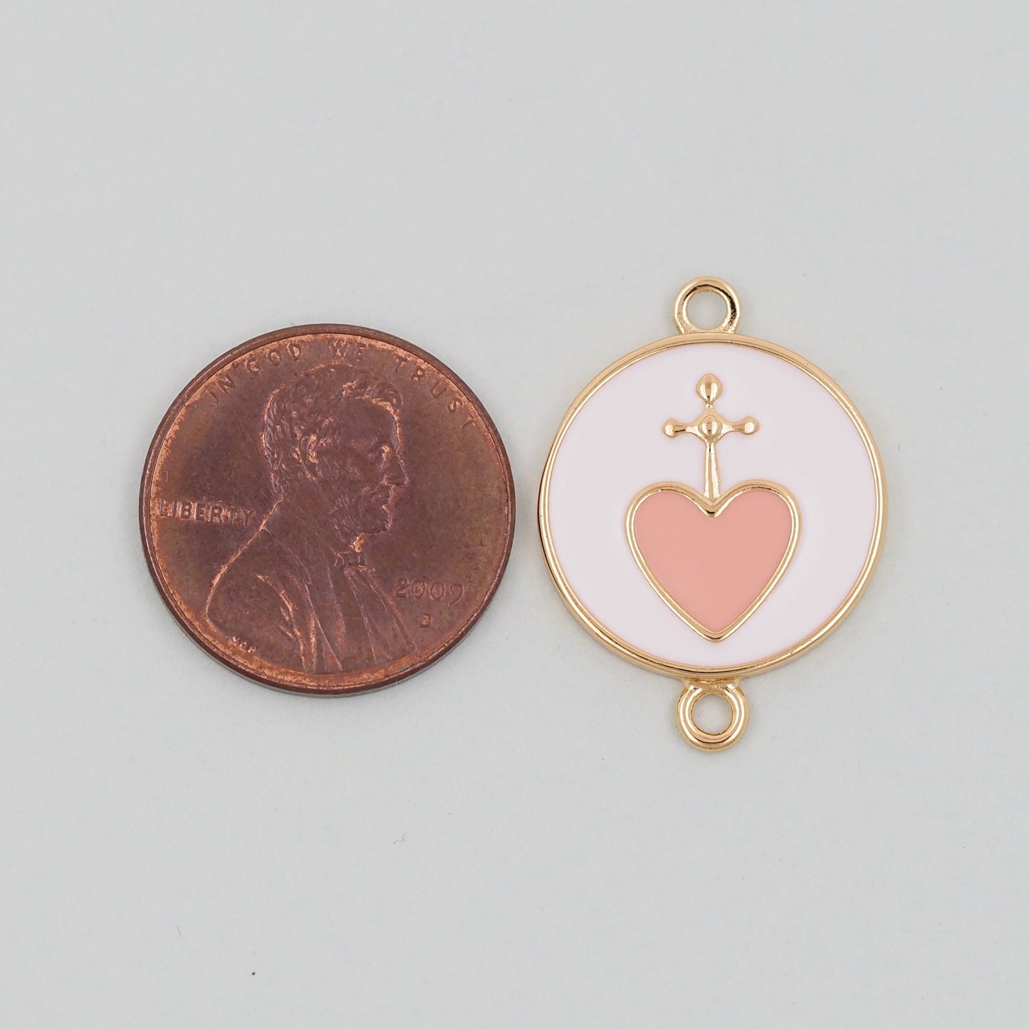Gold Heart Connector Charms,18K Gold Filled Cross Heart Pendant,Enamel Heart Charm Bracelet Necklace for DIY Jewelry Making Supply