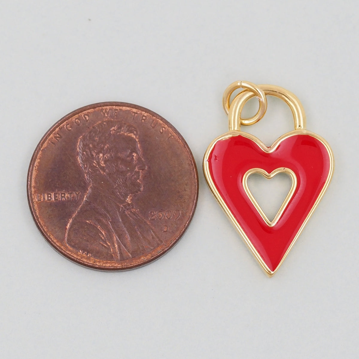 18K Gold Filled Heart Enamel Charm Pendant for Jewelry Making
