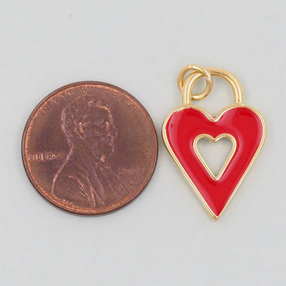 18K Gold Filled Heart Enamel Charm Pendant for Jewelry Making