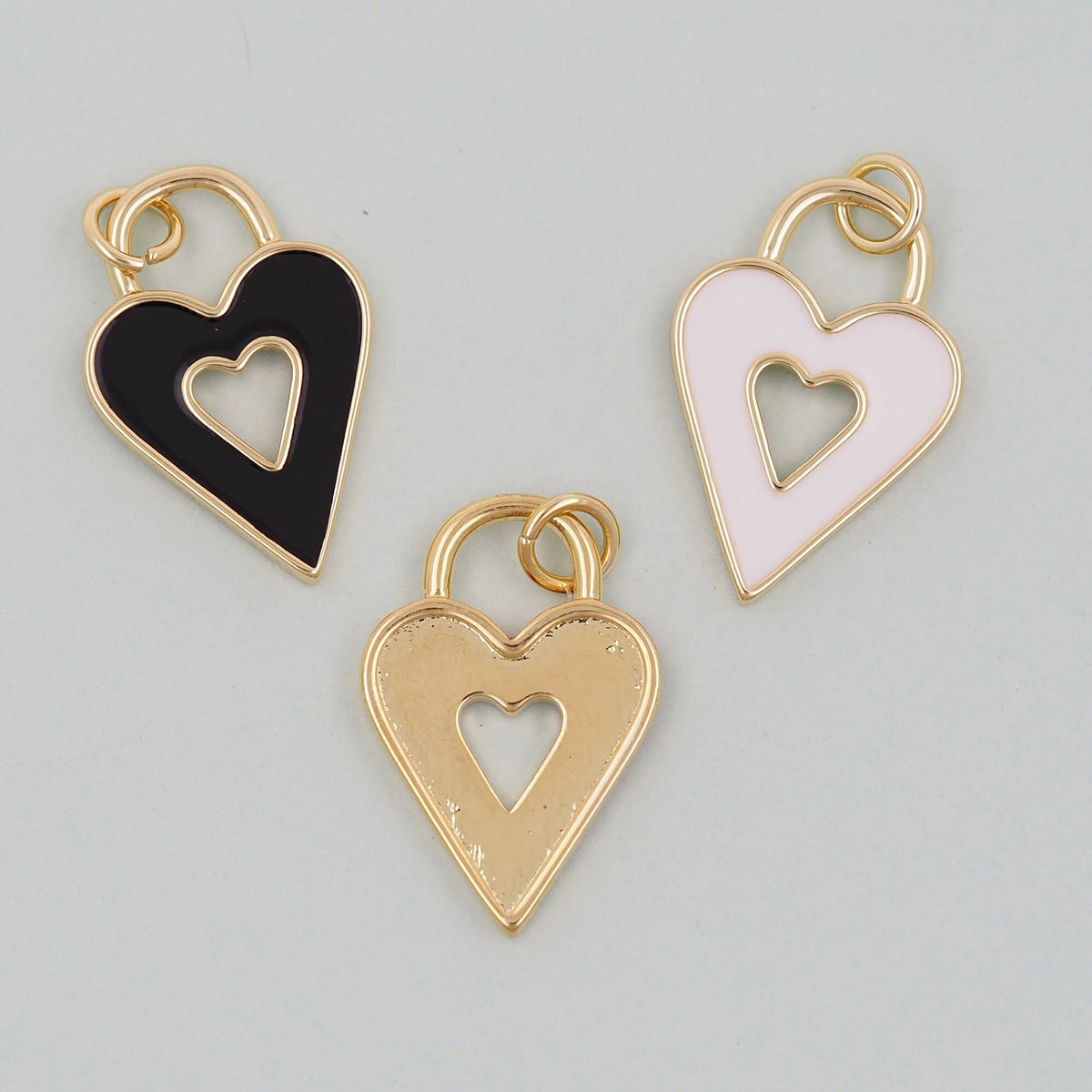 18K Gold Filled Heart Enamel Charm Pendant for Jewelry Making