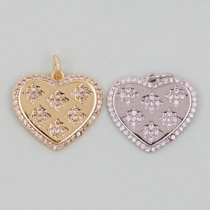 18K Gold Filled Heart Charm Pendant for Jewelry Making