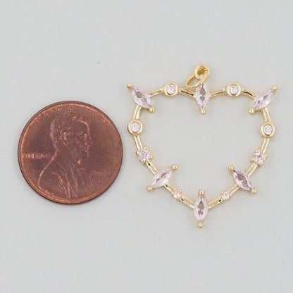 Gold Heart Charms,18K Gold Filled Heart Pendant,Heart Charm Bracelet Necklace for DIY Jewelry Making Supply