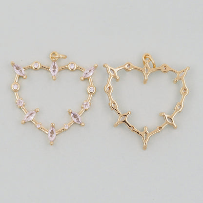 Gold Heart Charms,18K Gold Filled Heart Pendant,Heart Charm Bracelet Necklace for DIY Jewelry Making Supply