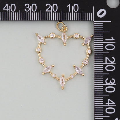 Gold Heart Charms,18K Gold Filled Heart Pendant,Heart Charm Bracelet Necklace for DIY Jewelry Making Supply