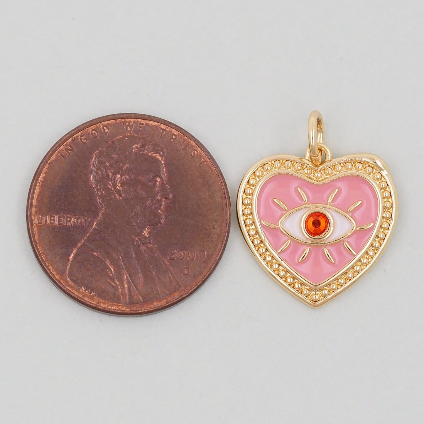 Gold Heart Evil Eye Charms,18K Gold Filled Heart Pendant,Heart Eye Charm Bracelet Necklace for DIY Jewelry Making Supply