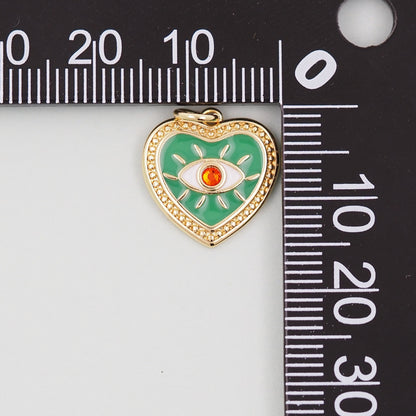 Gold Heart Evil Eye Charms,18K Gold Filled Heart Pendant,Heart Eye Charm Bracelet Necklace for DIY Jewelry Making Supply