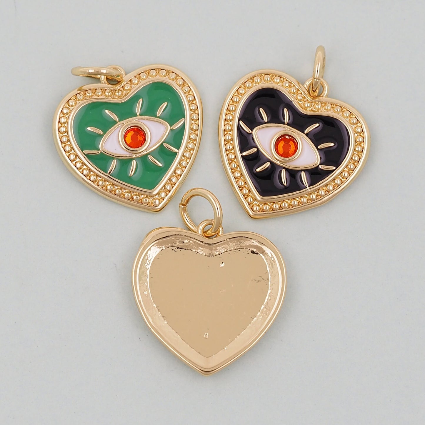Gold Heart Evil Eye Charms,18K Gold Filled Heart Pendant,Heart Eye Charm Bracelet Necklace for DIY Jewelry Making Supply