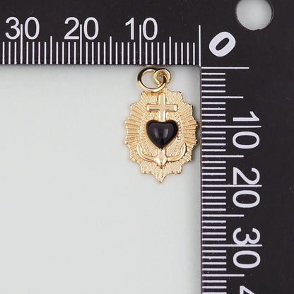 18K Gold Filled Heart Enamel Charm Pendant for Jewelry Making