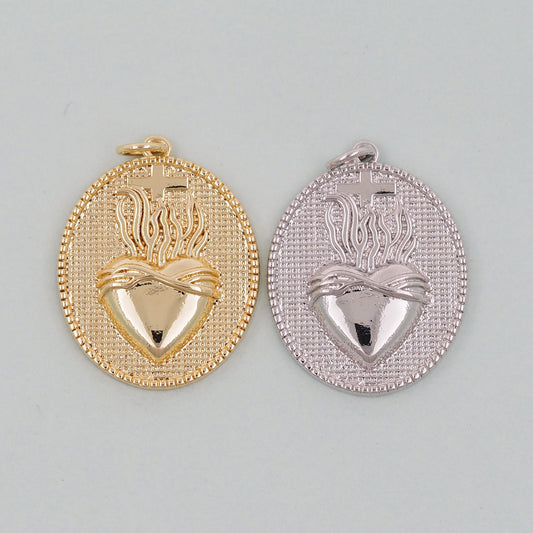 Gold Heart Charms,18K Gold Filled Cross Heart Pendant,sacred Heart Charm Bracelet Necklace for DIY Jewelry Making Supply