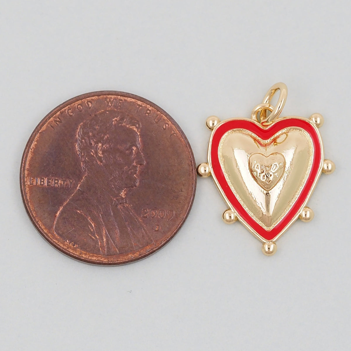 18K Gold Filled Heart Charm Pendant for Jewelry Making