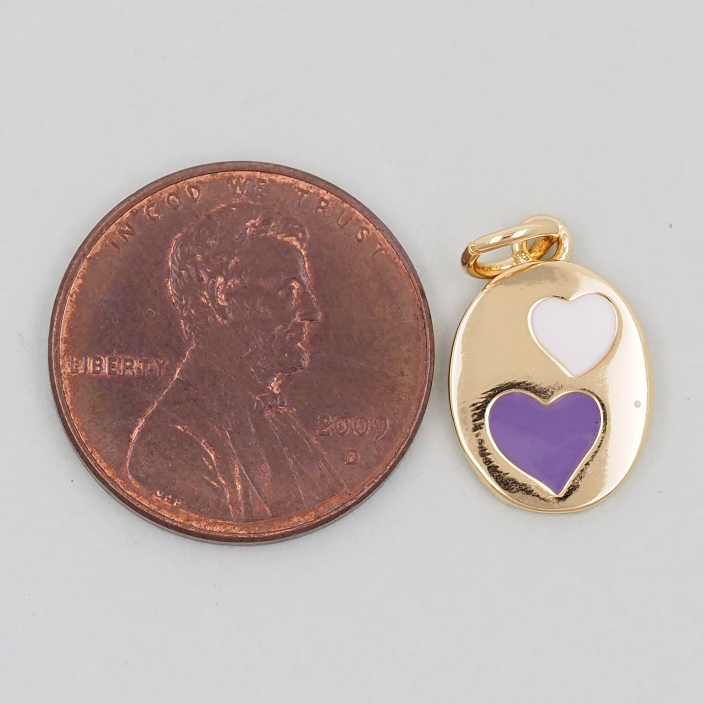 Gold Oval Heart Charms,18K Gold Filled Heart Pendant,Enamel Heart Charm Bracelet Necklace for DIY Jewelry Making Supply