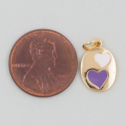 Gold Oval Heart Charms,18K Gold Filled Heart Pendant,Enamel Heart Charm Bracelet Necklace for DIY Jewelry Making Supply