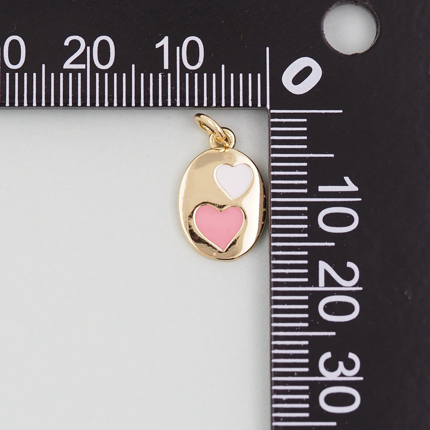 Gold Oval Heart Charms,18K Gold Filled Heart Pendant,Enamel Heart Charm Bracelet Necklace for DIY Jewelry Making Supply