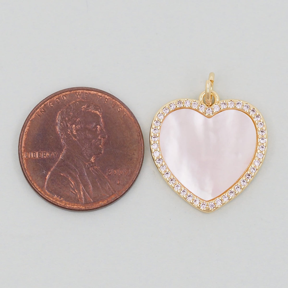 Gold Heart Charms,18K Gold Filled Heart Pendant,White Shell Heart Charm Bracelet Necklace for DIY Jewelry Making Supply