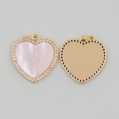 Gold Heart Charms,18K Gold Filled Heart Pendant,White Shell Heart Charm Bracelet Necklace for DIY Jewelry Making Supply